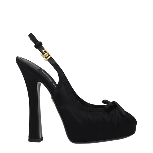 Dolce & Gabbana gabbana black satin high heel pump med guld CC-logo