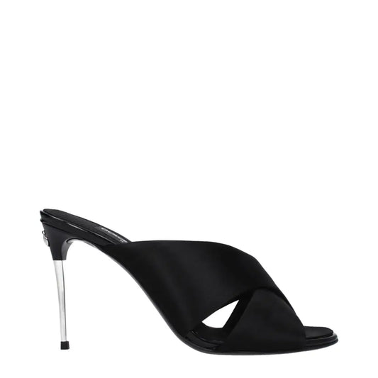 Dolce & Gabbana Black Satin Stiletto Heel Sandals - Højhælede sko