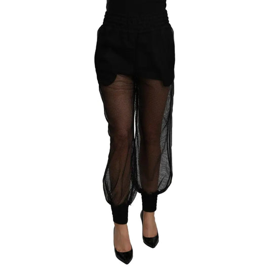 Dolce & Gabbana Black See Through Jogger Polyester Pants