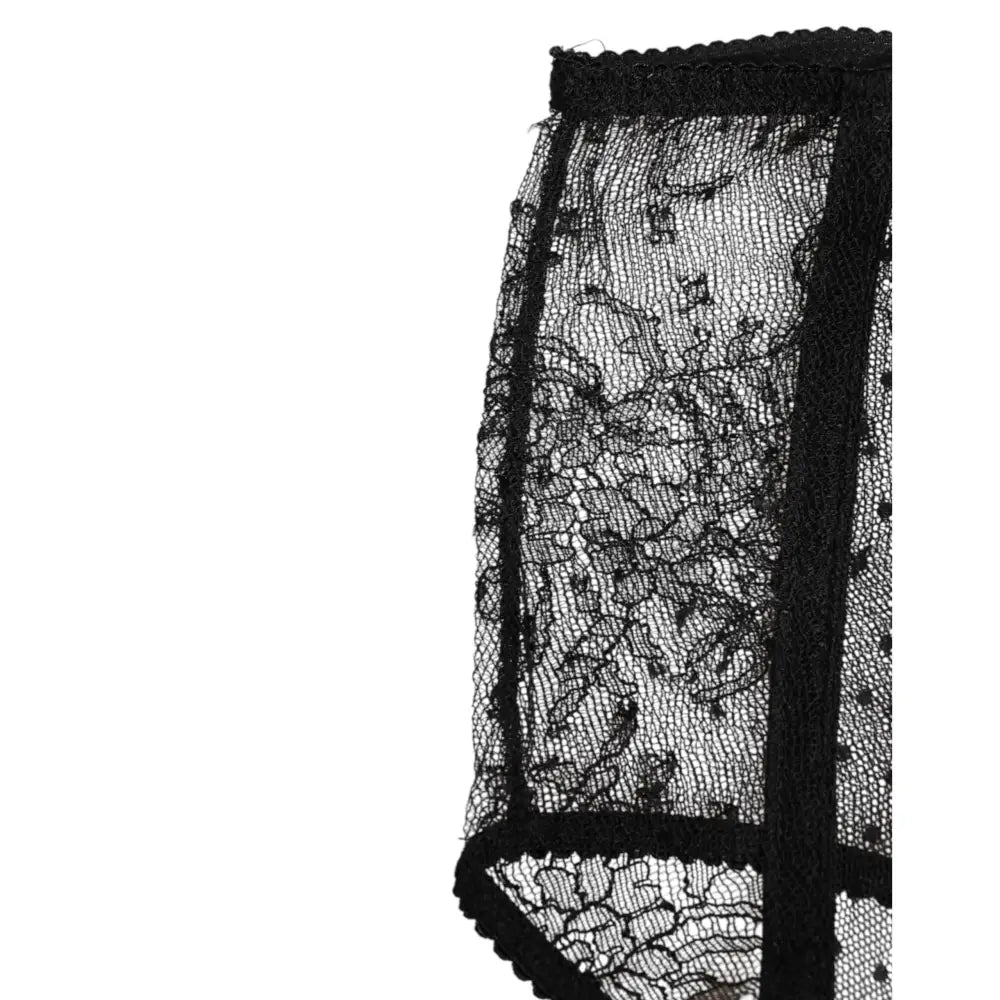 Dolce & Gabbana Black Sheer Polka Dot Lace High Waist Underwear
