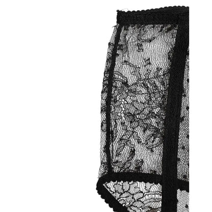 Dolce & Gabbana Black Sheer Polka Dot Lace High Waist Underwear