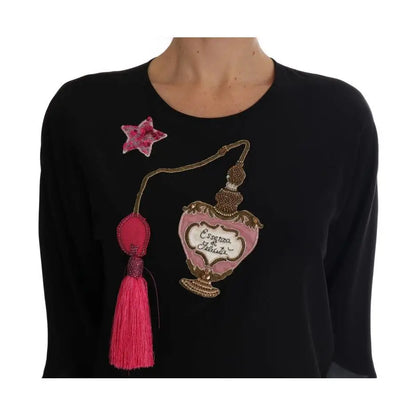 Dolce & Gabbana Black Silk Fairy Tale Top Crystal Blouse