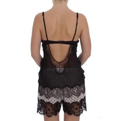 Dolce & Gabbana Black Silk Lace Babydoll Lingerie Top