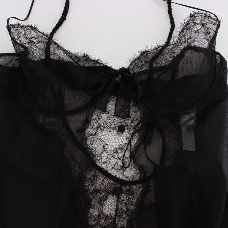 Dolce & Gabbana Black Silk Lace Babydoll Lingerie Top