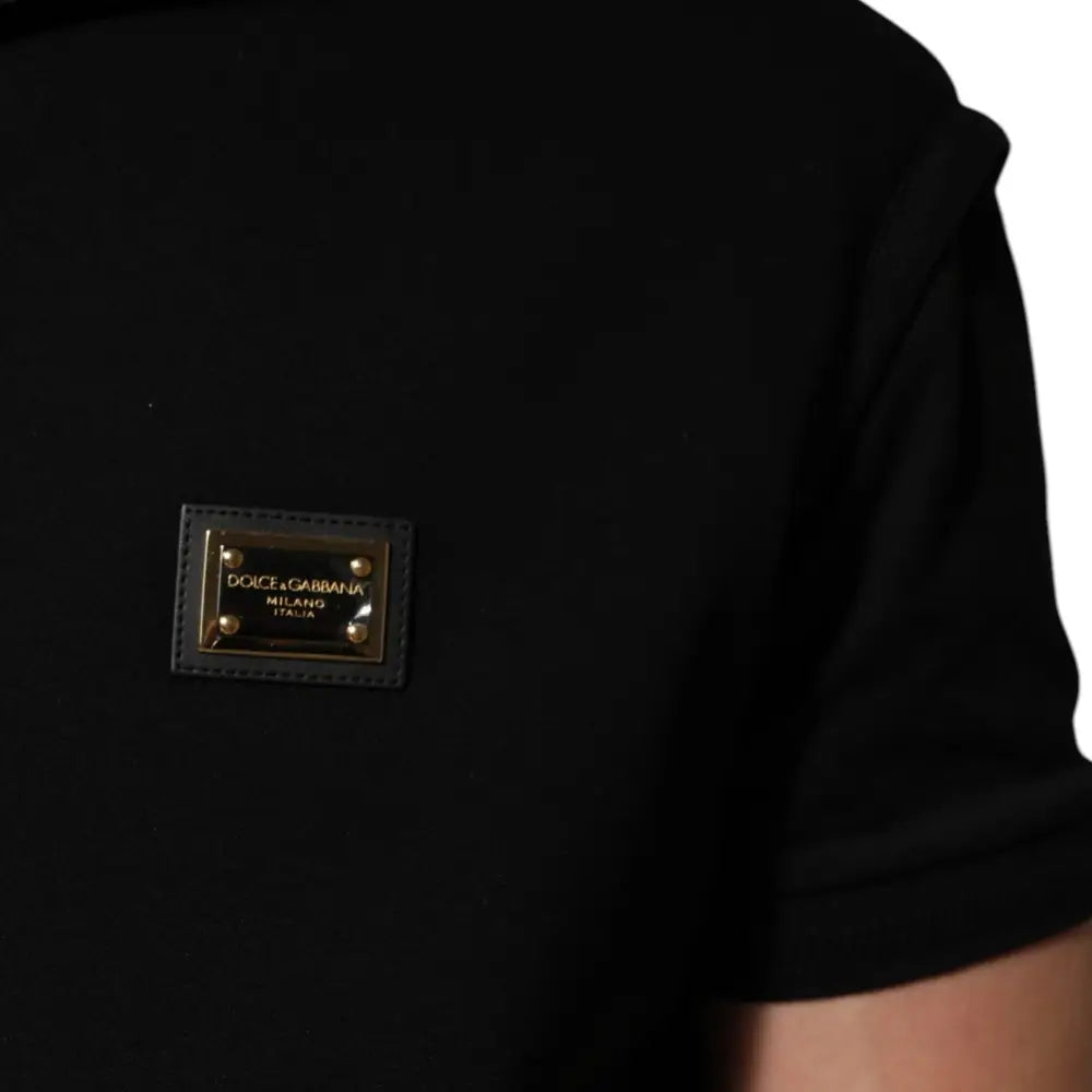 Dolce & Gabbana Black Sleeveless Hooded Logo Plaque Jacket