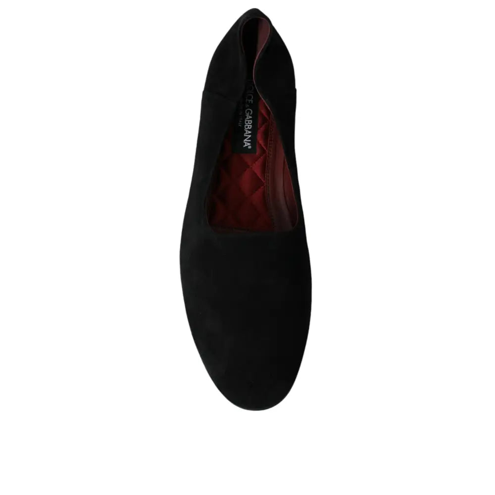 Dolce & Gabbana Black Suede Loafers Formal Dress Slip On Shoes