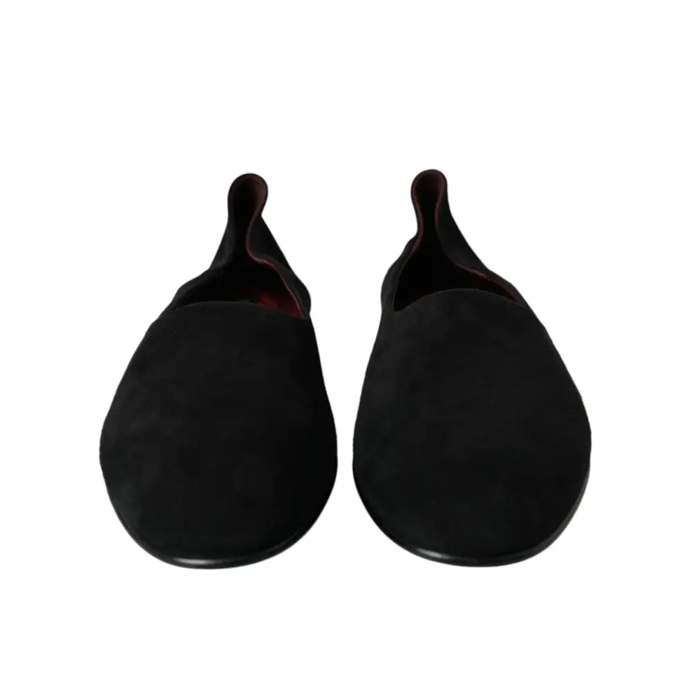 Dolce & Gabbana Black Suede Loafers Formal Dress Slip On Shoes