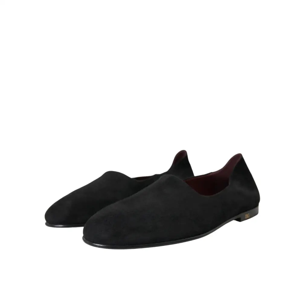 Dolce & Gabbana Black Suede Loafers Formal Dress Slip On Shoes