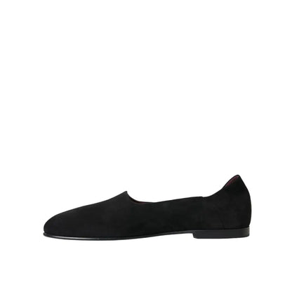 Dolce & Gabbana Black Suede Loafers Formal Dress Slip On Shoes