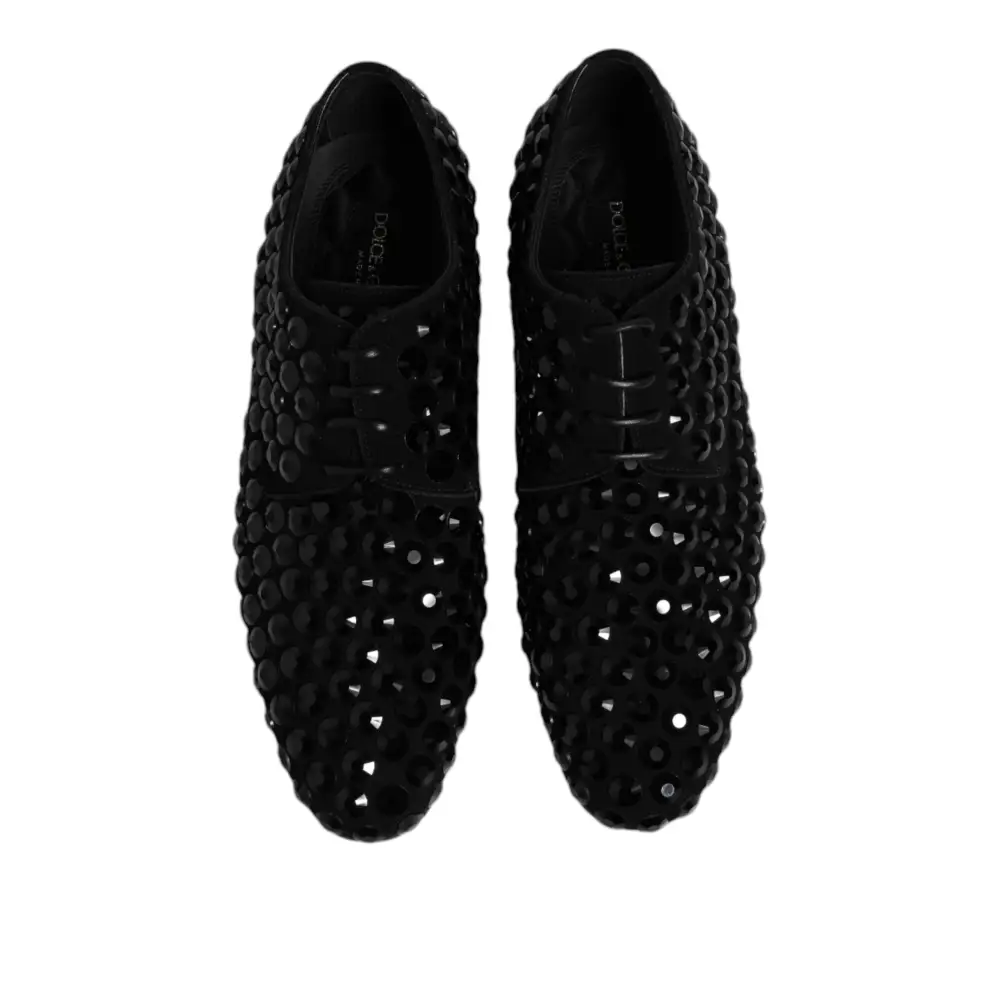 Dolce & Gabbana gabbana black suede strass suede strass derby med perforeret overdel