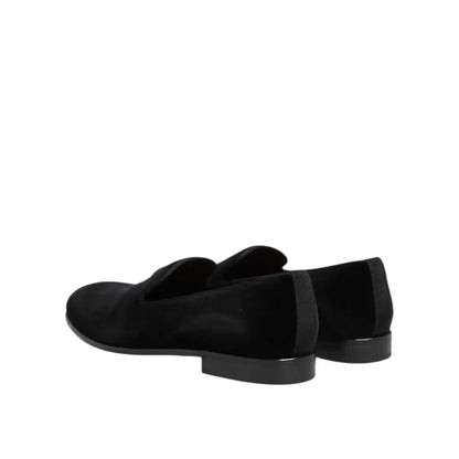 Dolce & Gabbana Black Velvet Slip On Loafers Men Formal Shoes