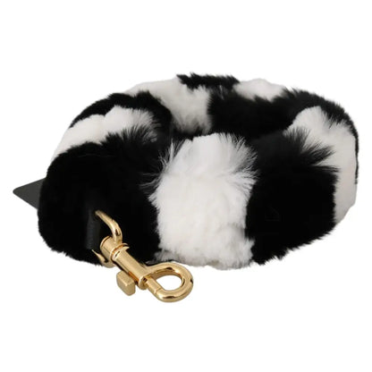 Dolce & Gabbana Black White Lapin Fur Accessory Shoulder Strap