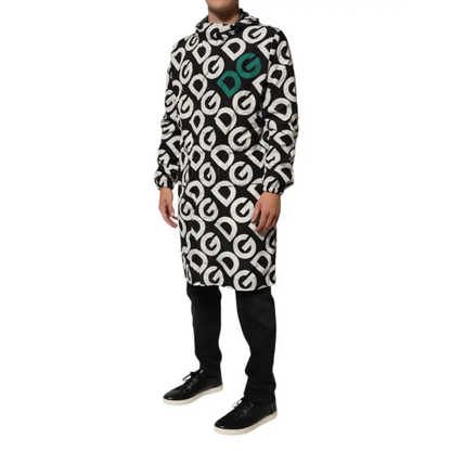 Dolce & Gabbana gabbana black white logo-print hooded coat bagside