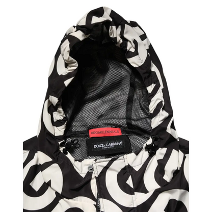 Dolce & Gabbana gabbana black white hooded jakke med black white logo print