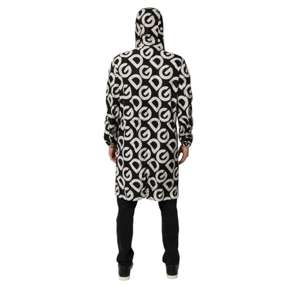 Dolce & Gabbana gabbana black white logo print hooded coat bagside
