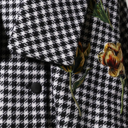 Dolce & Gabbana Black White Monochrome Patterned Floral Cape Jacket