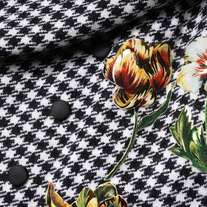 Dolce & Gabbana Black White Monochrome Patterned Floral Cape Jacket