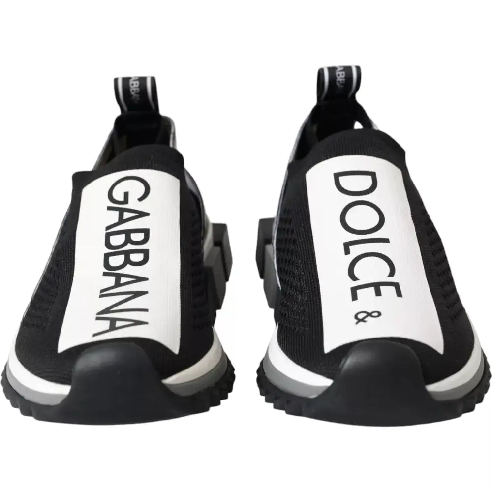 Dolce & Gabbana black white slip on Sorrento sneakers med fed skrift på siden