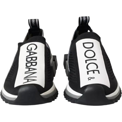 Dolce & Gabbana black white slip on Sorrento sneakers med fed skrift på siden