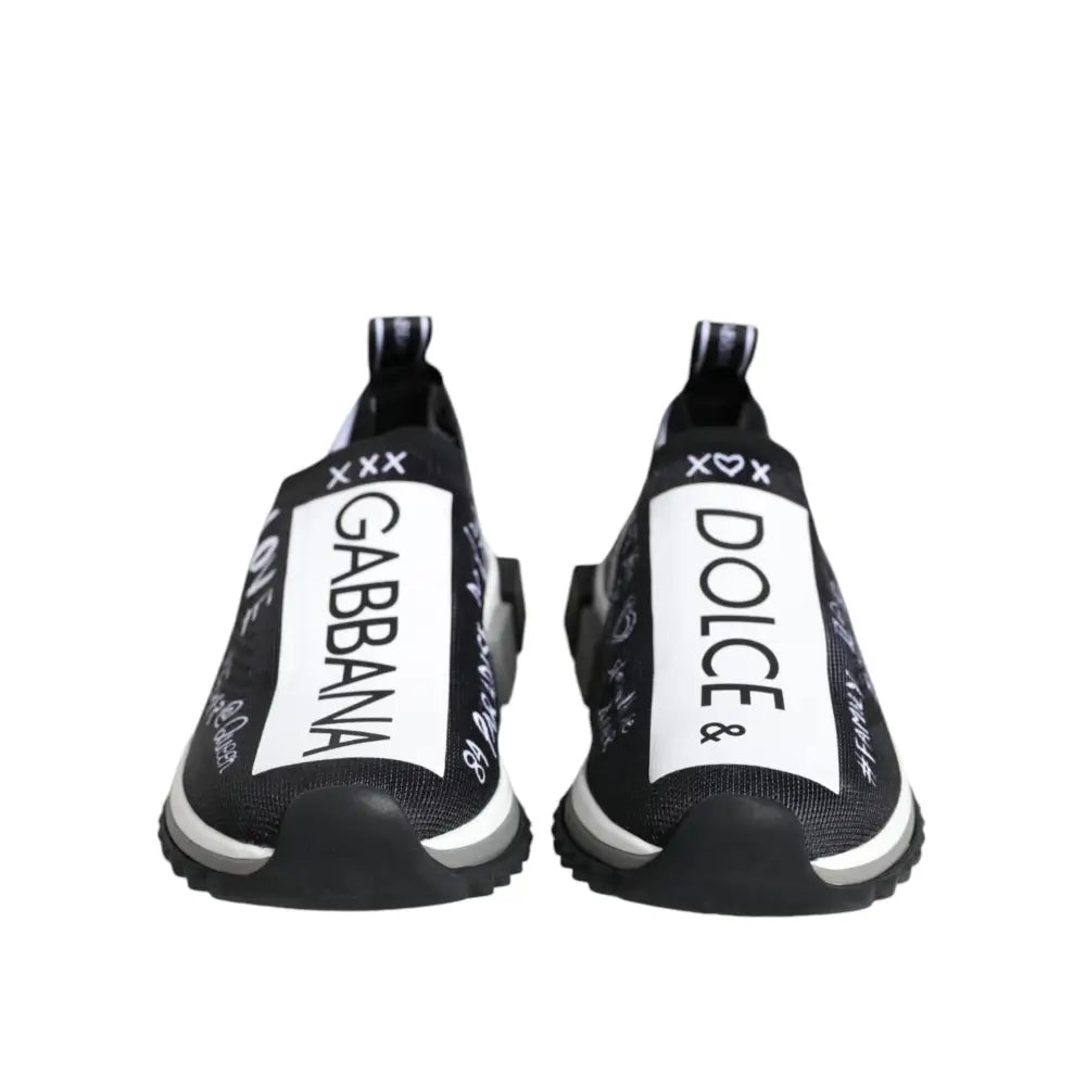 Dolce & Gabbana Black White Sorrento Low Top Sneakers Shoes