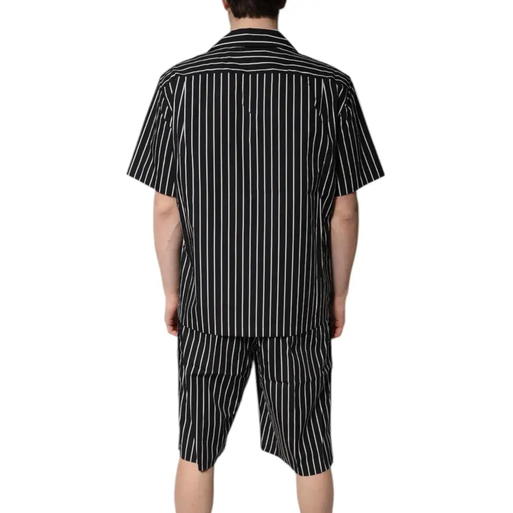 Dolce & Gabbana Black White Stripes Cotton Men Pajama Set Sleepwear