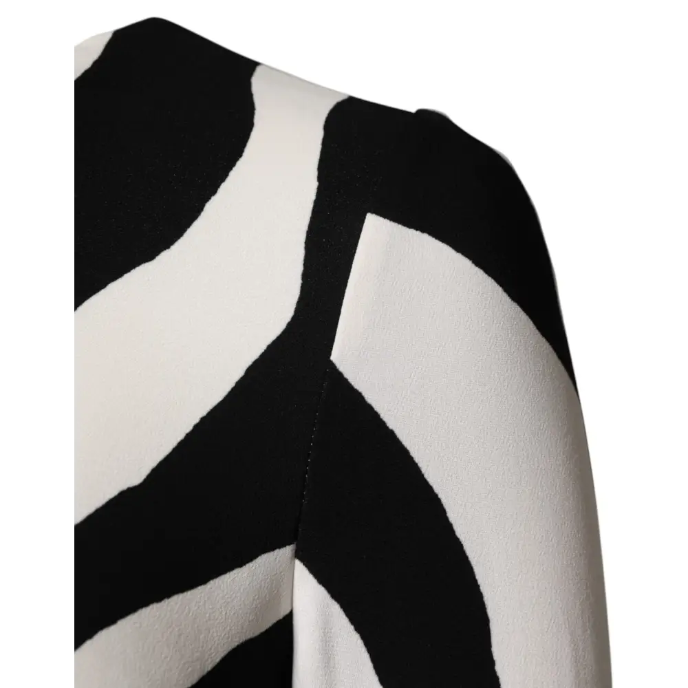 Dolce & Gabbana Black White Zebra Viscose Sheath Midi Dress
