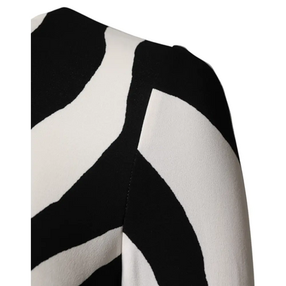 Dolce & Gabbana Black White Zebra Viscose Sheath Midi Dress