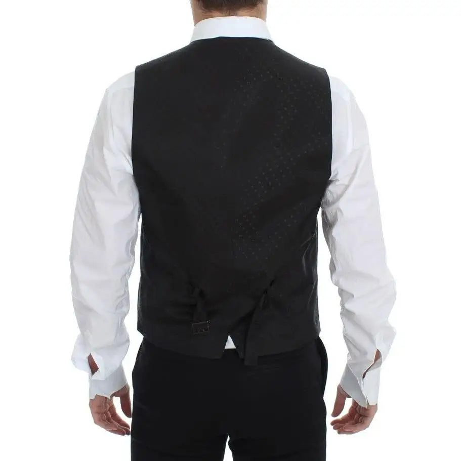 Dolce & Gabbana Black Wool Silk Stretch Dress Vest Blazer