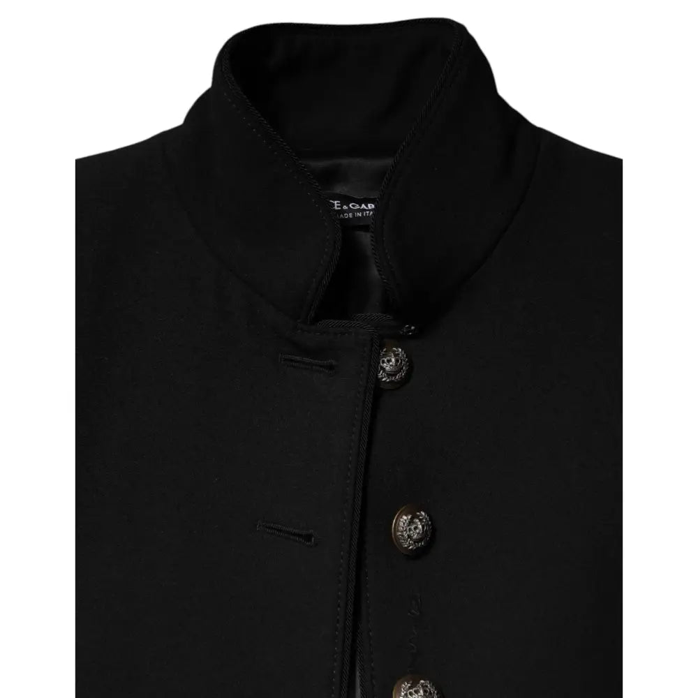 Dolce & Gabbana Black Wool Single Breasted Trench Coat Jacket
