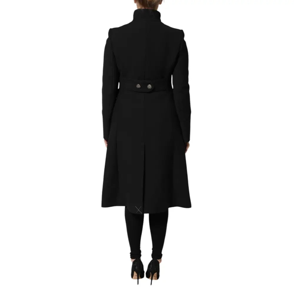 Dolce & Gabbana Black Wool Single Breasted Trench Coat Jacket
