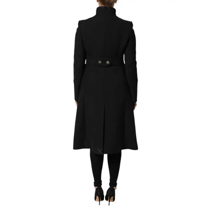 Dolce & Gabbana Black Wool Single Breasted Trench Coat Jacket