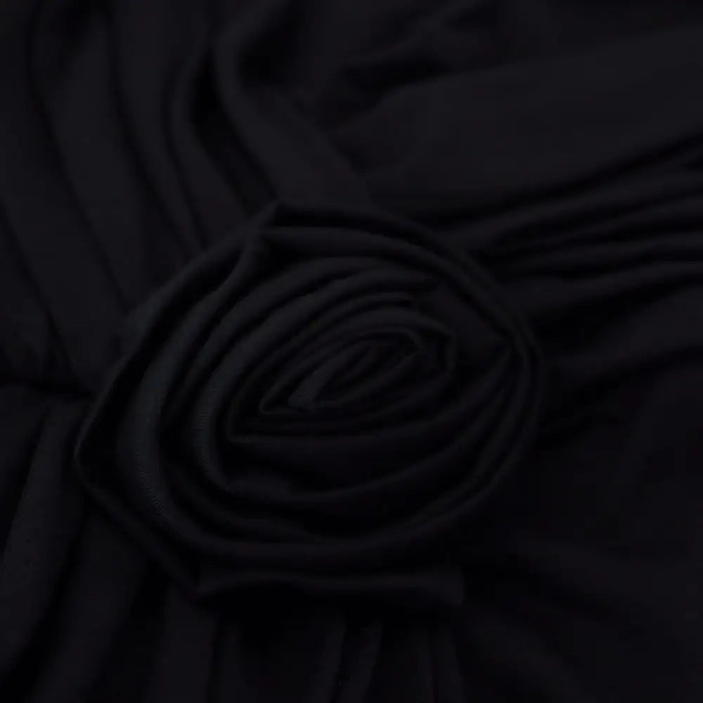 Dolce & Gabbana Black Wrap Sheath One Shoulder Wool Dress