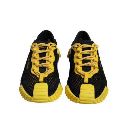 Dolce & Gabbana Black Yellow Low Top NS1 Sneakers Shoes