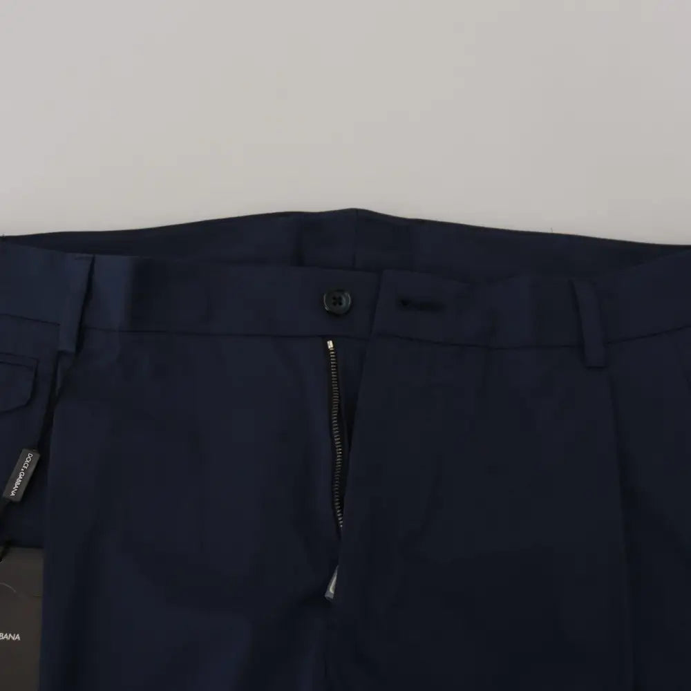 Dolce & Gabbana Blue Cotton Slim Trousers Chinos Pants