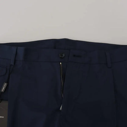 Dolce & Gabbana Blue Cotton Slim Trousers Chinos Pants