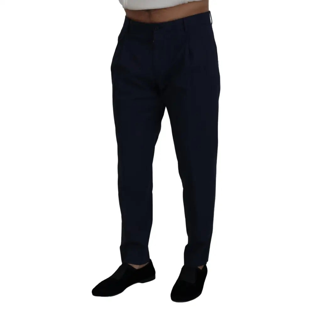Dolce & Gabbana Blue Cotton Slim Trousers Chinos Pants