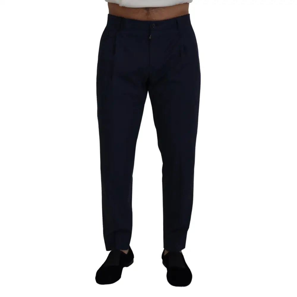 Dolce & Gabbana Blue Cotton Slim Trousers Chinos Pants