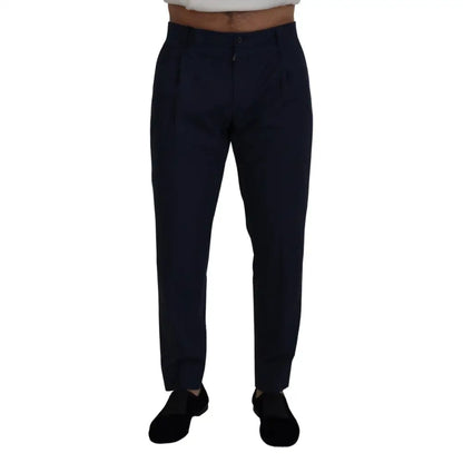 Dolce & Gabbana Blue Cotton Slim Trousers Chinos Pants
