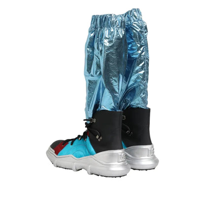 Dolce & Gabbana Blue Lace Up Over The Knee Socks Men Boots Shoes
