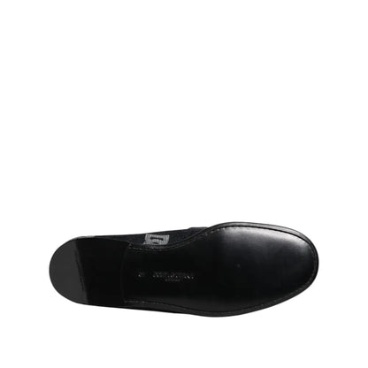 Dolce & Gabbana Blue Logo Cotton Loafers Formal Dress Shoes