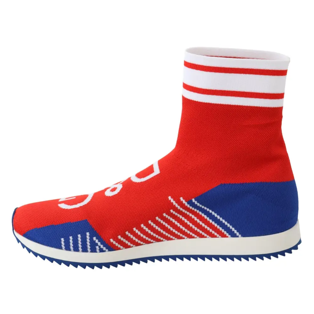 Dolce & Gabbana blue red Sorrento logo sneakers med røde og blå striber