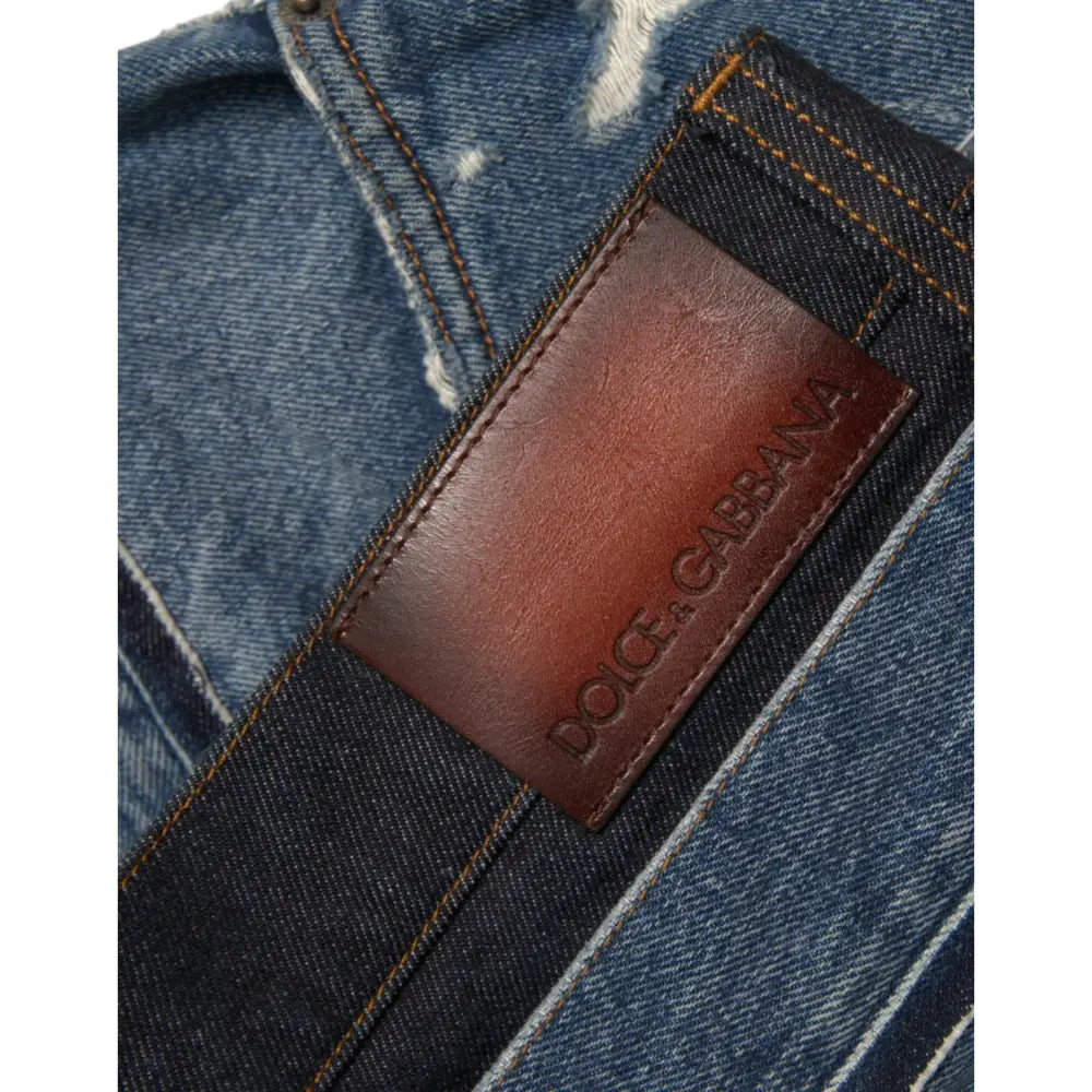 Dolce & Gabbana Blue Tattered Cotton Men Denim Jeans