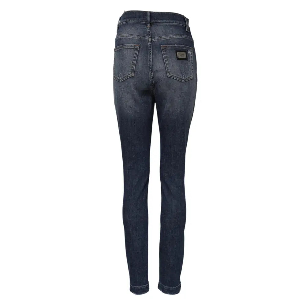 Dolce & Gabbana Blue Washed Cotton High Waisted Denim Jeans