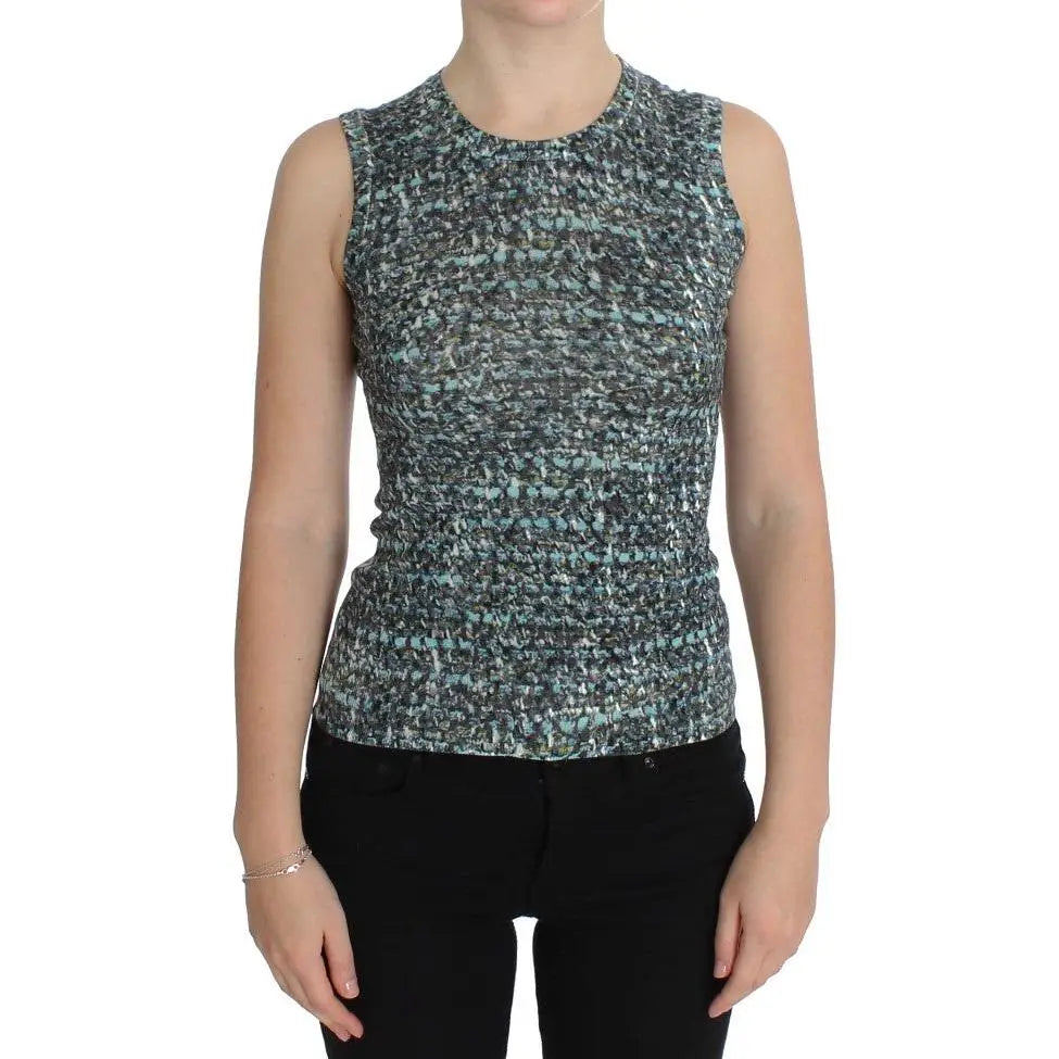 Dolce & Gabbana Blue Wool Sweater Sleeveless Pullover
