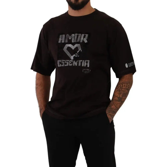 Dolce & Gabbana Bordeaux Cotton L-Amore Print Crewneck T-shirt