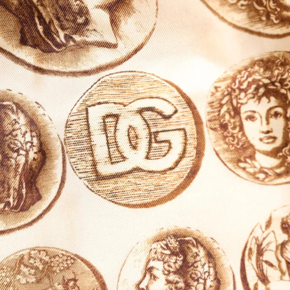 Dolce & Gabbana Brown Ancient Coin Print Silk Shorts Swimwear