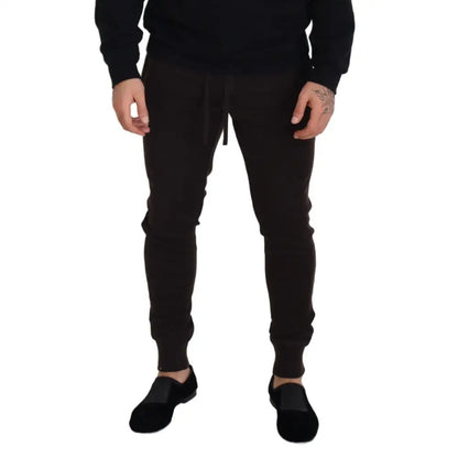 Dolce & Gabbana Brown Cashmere Trousers Bottoms Drawstring Pants