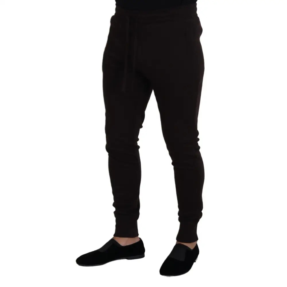 Dolce & Gabbana Brown Cashmere Trousers Bottoms Drawstring Pants