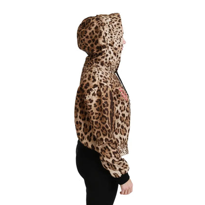 Dolce & Gabbana Brown Hooded Studded Ayers Leopard Sweater