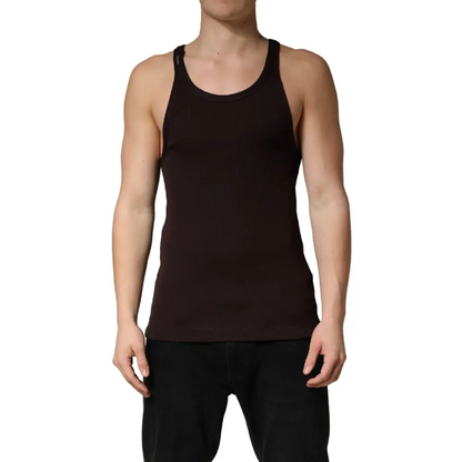 Sort Dolce & Gabbana brun tank top, 100% originale brands fra outlet mærkevarer